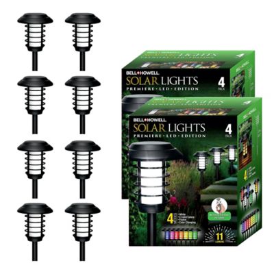 Bell & Howell 11-Lumen Solar-Powered LED Pathway Lights Color Changing with Remote, 8-Pack