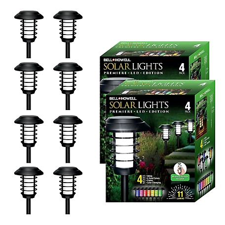 Bell & Howell Solar Powered LED Pathway Lights Color Changing with Remote (8-Pack)