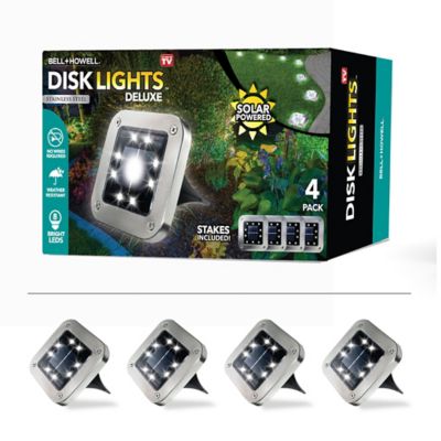 Bell & Howell Solar Powered Stainless Steel LED Square Disk Lights (4-Pack)