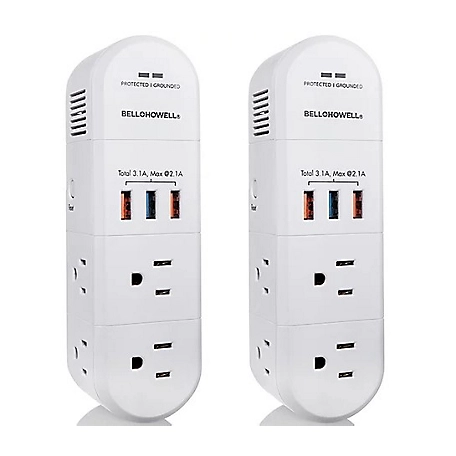 Bell & Howell Swivel Power 180-Degree Swiveling Power Strip with Surge Protection (2-Pack)
