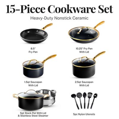 Image showing  Natural Collection 15 pc. Set in Black with Gold Handles
