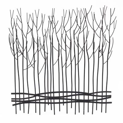 LuxenHome Rustic Black Large Metal Abstract Field of Trees Wall Decor