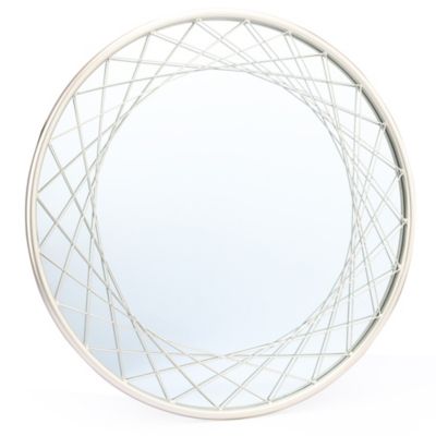 LuxenHome Silver Metal Frame Round Accent Wall Mirror