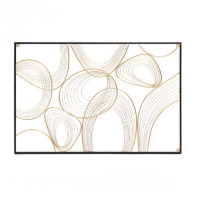 LuxenHome Gold and Black Metal Abstract Rectangular Wall Decor