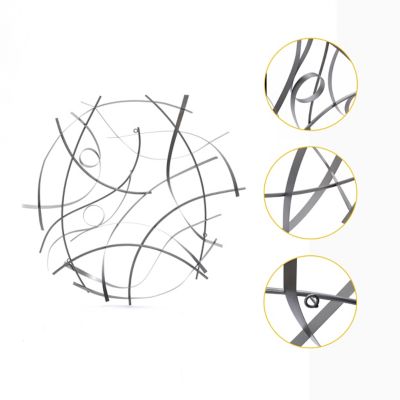 Image showing 7 th LuxenHome Silver and Gray Abstract Round Metal Wall Decor