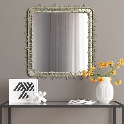 Image showing 2 th LuxenHome Gold Metal Frame 30.2-In Square Accent Wall Mirror