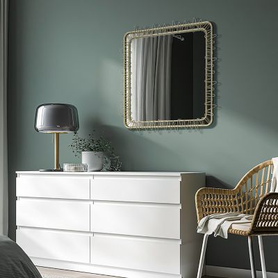Image showing 6 th LuxenHome Gold Metal Frame 30.2-In Square Accent Wall Mirror