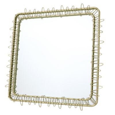 Image showing 8 th LuxenHome Gold Metal Frame 30.2-In Square Accent Wall Mirror
