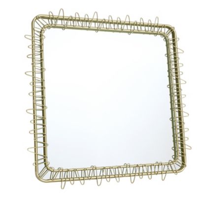 Image showing 9 th LuxenHome Gold Metal Frame 30.2-In Square Accent Wall Mirror