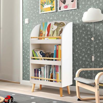 Image showing  Children's Multi-Functional 3-Shelf Bookcase Toy Storage Bin, White