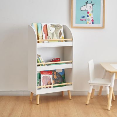 Image showing  Children's Multi-Functional 3-Shelf Bookcase Toy Storage Bin, White