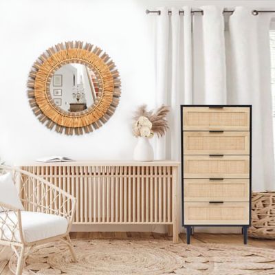 Image showing  Black and Brown Wood 5-Drawer Chest