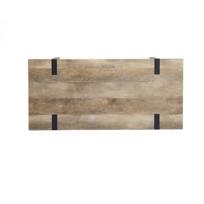 Image showing 6 th LuxenHome Oak Finish MDF Wood Black Metal 2-Drawer Coffee Table