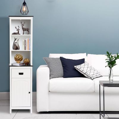 Image showing  White Wood 63 in. H Tower Bathroom Cabinet