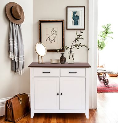 Image showing  White Wood 2-Drawer 2-Door Sideboard Storage Cabinet