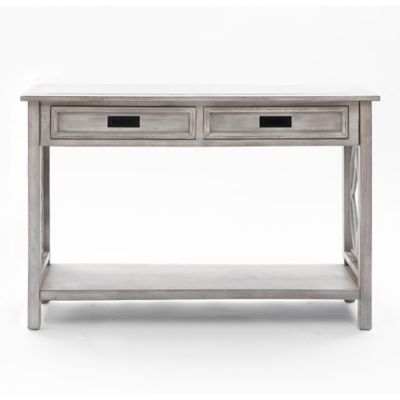 LuxenHome Gray Wood 2-Drawer 1-Shelf Console and Entry Table