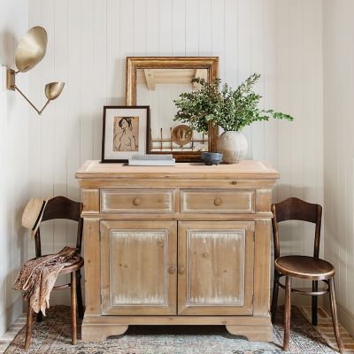Image showing  Distressed Wood 2-Drawer 2-Door Storage Cabinet