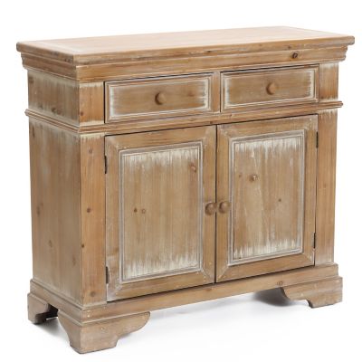 Image showing 5 th LuxenHome Distressed Wood 2-Drawer 2-Door Storage Cabinet