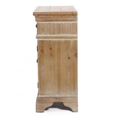 Image showing 7 th LuxenHome Distressed Wood 2-Drawer 2-Door Storage Cabinet