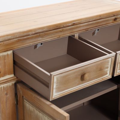 Image showing 9 th LuxenHome Distressed Wood 2-Drawer 2-Door Storage Cabinet