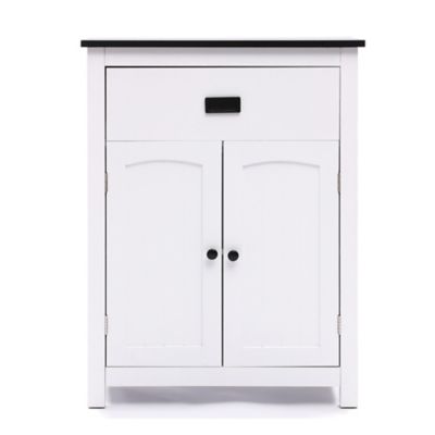 LuxenHome White Manufactured Wood 1-Drawer 1-Door Bathroom Linen Cabinet