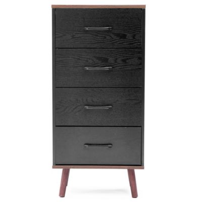 LuxenHome Black Manufactured Wood 4-Drawer Accent Chest