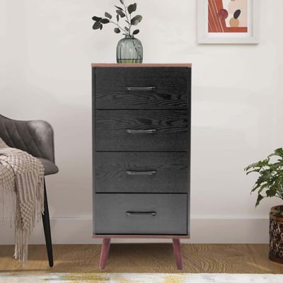 Image showing  Black Manufactured Wood 4-Drawer Accent Chest