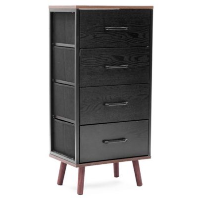 Image showing  Black Manufactured Wood 4-Drawer Accent Chest
