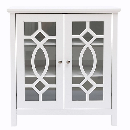 LuxenHome White Pine Wood 2-Door Accent Storage Cabinet