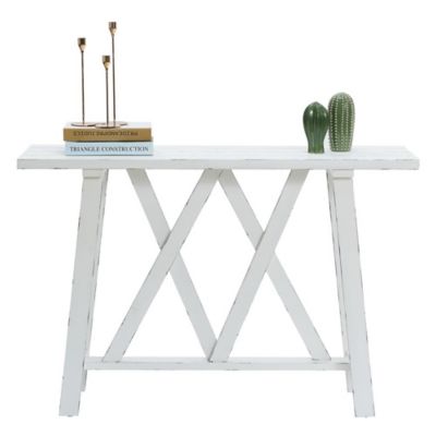 Image showing 7 th LuxenHome Farmhouse Console and Entry Table, 48 in., White
