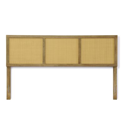 LuxenHome Oak Finish Manufactured Wood with Rattan Panels Headboard