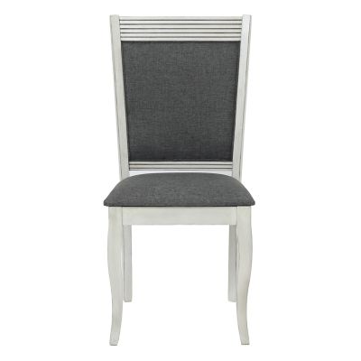 LuxenHome Modern Gray Rubberwood and Upholstered Black Dining Chair, Set of 2