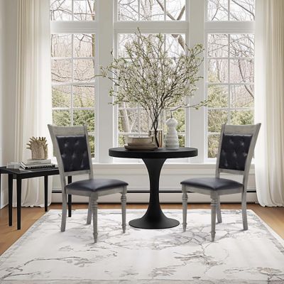 Image showing  Modern Farmhouse Natural Rubberwood Upholstered Gray Dining Chair, Set of 2