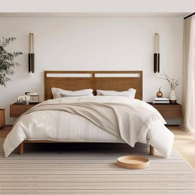 Image showing  Farmhouse Double Panel Wood Headboard