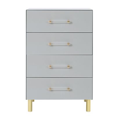 LuxenHome Modern Light Gray 37.3 in. Tall 4-Drawer Chest