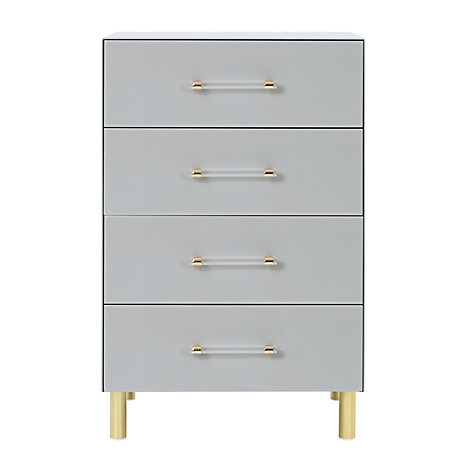 LuxenHome Modern Light Gray 37.3 in. Tall 4-Drawer Chest