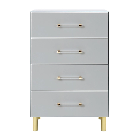 LuxenHome Modern Light Gray 37.3 in. Tall 4-Drawer Chest