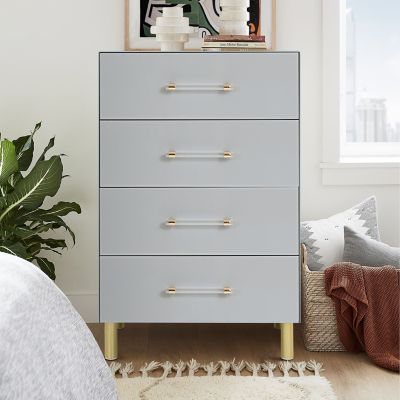 Image showing  Modern Light Gray 37.3 in. Tall 4-Drawer Chest