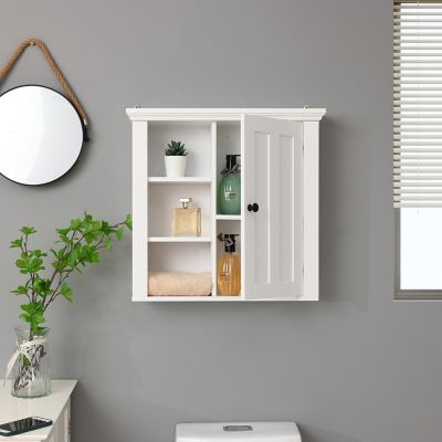 Image showing  White MDF Wood Bathroom Wall Storage Cabinet