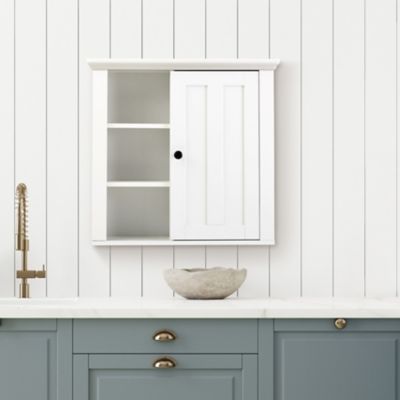 Image showing  White MDF Wood Bathroom Wall Storage Cabinet