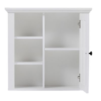 Image showing 7 th LuxenHome White MDF Wood Bathroom Wall Storage Cabinet