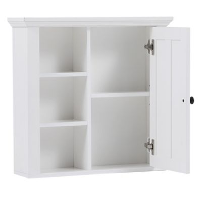 Image showing 8 th LuxenHome White MDF Wood Bathroom Wall Storage Cabinet