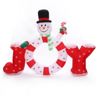 LuxenHome6.5 ft. Long Snowman Joy Inflatable with LED Lights