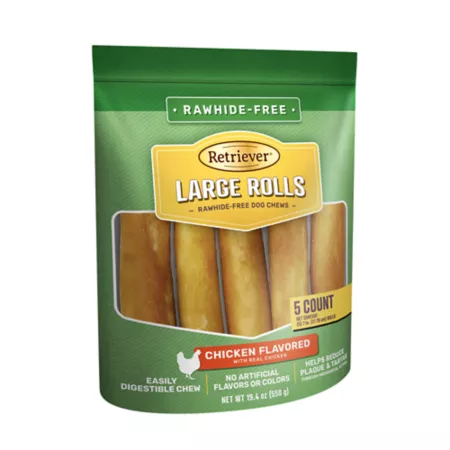 Retriever Chicken Flavored Dog Chews Rawhide Free 5 ct Dog Bones Rawhide & Rawhide Alternative