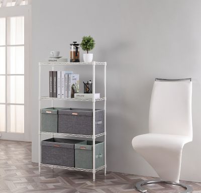 Image showing  4- Tier White Coating Shelving,14 x 24 x 53 in.