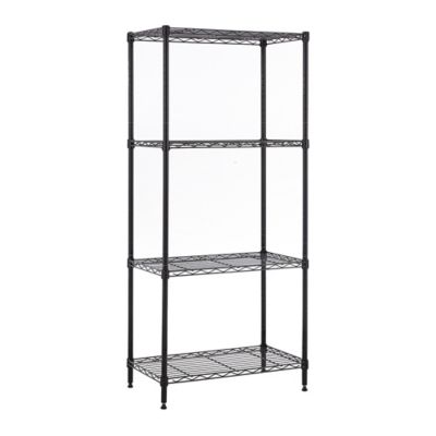 Image showing  4-Tier Black Wire Shelving Unit 14 x 24 x 53