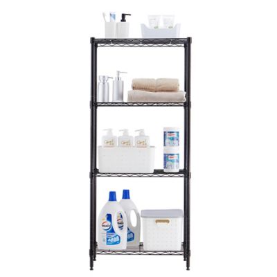 Image showing  4-Tier Black Wire Shelving Unit 14 x 24 x 53