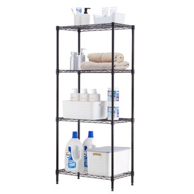 Image showing  4-Tier Black Wire Shelving Unit 14 x 24 x 53