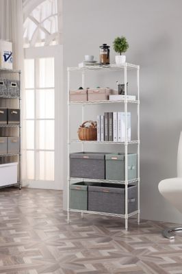 Image showing 2 th MZG 5 Tier White Coating Shelving 14 x 24 x 63In