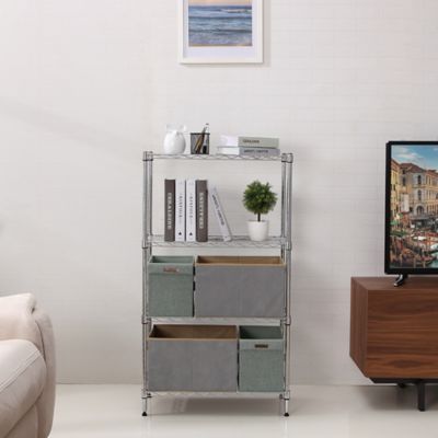 Image showing  4-tier Wire Shelving Unit, 14X30X47, Chrome